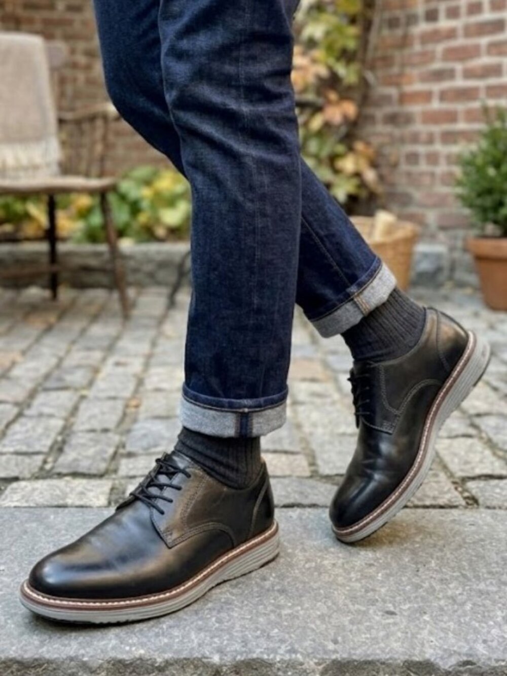 Johnston and Murphy Black Leather Oxford Shoes Mens 10M Cushioned Comfort